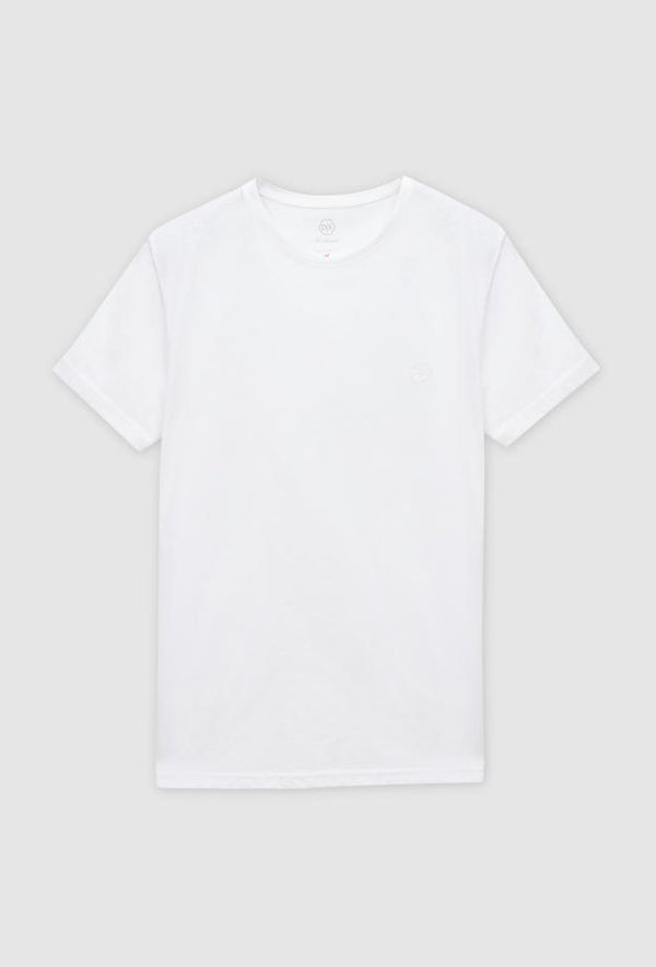 Ds Damat Regular Fit White Plain Knitted T-shirt-D'S DAMAT ONLINE