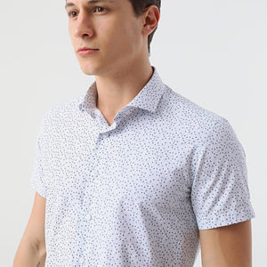 Twn Slim Fit White Printed Shirt-D'S DAMAT ONLINE