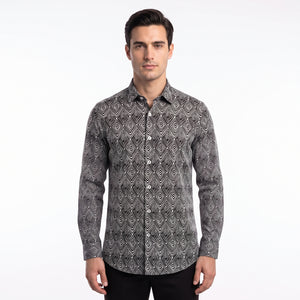 TWN Men's Patterned 100% Viscose Casual Shirt for Everyday Style