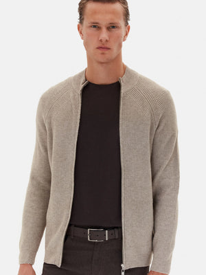 TWN Men's Slim Fit Ribbed Viscose Blend Cardigan Knitwear