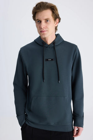 TWN Men's Slim Fit Cotton Blend Plain Knit Sweatshirt