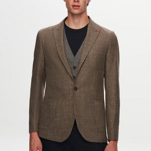 Twn Slim Fit Brown Dobby Suit Combination-D'S DAMAT ONLINE