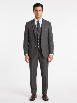 TWN Men's Slim Fit Dobby Stretch Suit with Vest