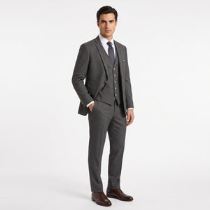 TWN Men's Slim Fit Dobby Stretch Suit with Vest