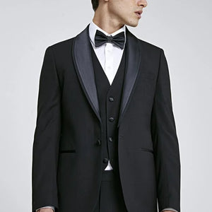 Twn Slim Fit Black Plain Tuxedo Suit with Vest-D'S DAMAT ONLINE
