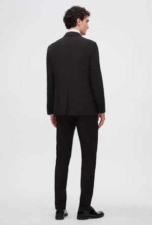 Twn Slim Fit Black Straight Collar Groom Suit & Tuxedo Vest Suit-D'S DAMAT ONLINE