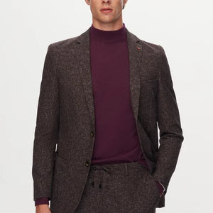 Ds Damat Slim Fit Brown Printed Wrinkle-Free Magic Suit-D'S DAMAT ONLINE