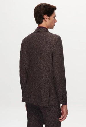Ds Damat Slim Fit Brown Printed Wrinkle-Free Magic Suit-D'S DAMAT ONLINE