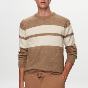 Ds Damat Regular Fit Brown Ringel Knitted Knitwear Sweater-D'S DAMAT ONLINE