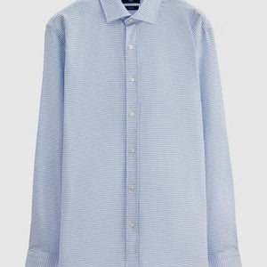 Ds Damat Slim Fit Blue Dobby Shirt-D'S DAMAT ONLINE