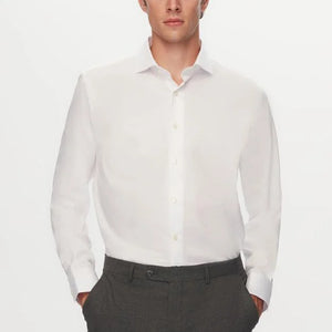 Ds Damat Slim Fit White Dobby Shirt-D'S DAMAT ONLINE