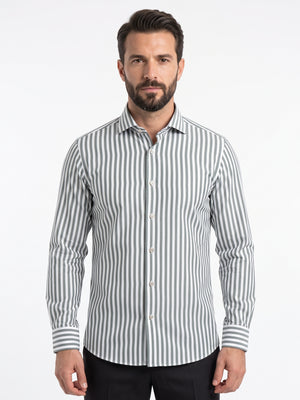 D'S Damat Men's Slim Fit Striped Cotton Blend Formal Shirt