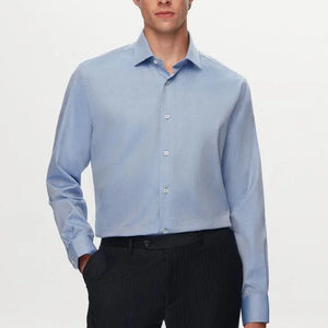 Ds Damat Regular Fit Blue Dobby Shirt-D'S DAMAT ONLINE