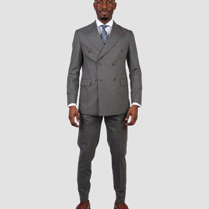 DS Damat Regular Fit  Double Breast Grey Suit-D'S DAMAT ONLINE