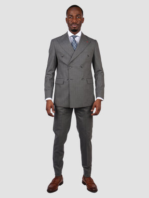 DS Damat Regular Fit  Double Breast Grey Suit-D'S DAMAT ONLINE