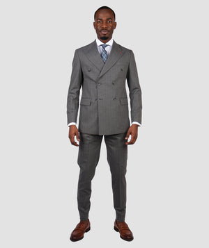 DS Damat Regular Fit  Double Breast Grey Suit-D'S DAMAT ONLINE