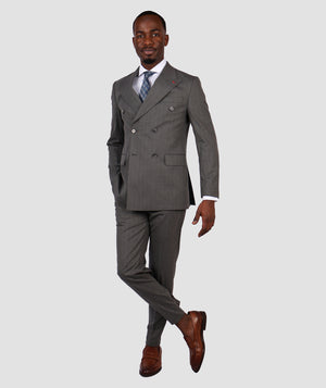 DS Damat Regular Fit  Double Breast Grey Suit-D'S DAMAT ONLINE
