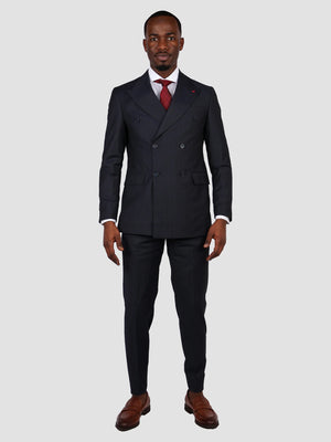 D'S Damat Men's Regular Fit Double-Breasted Wool Blend Suit