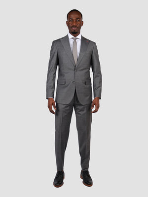 D'S Damat Men's Slim Fit Wool Stripe Patterned Formal Suit
