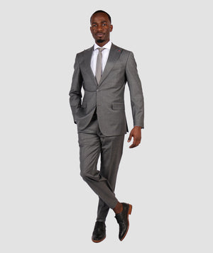 D'S Damat Men's Slim Fit Wool Stripe Patterned Formal Suit