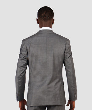 D'S Damat Men's Slim Fit Wool Stripe Patterned Formal Suit