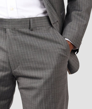D'S Damat Men's Slim Fit Wool Stripe Patterned Formal Suit