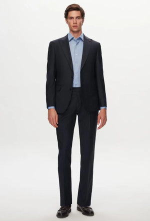 Ds Damat Slim Fit Navy Blue Stripe Patterned Suit-D'S DAMAT ONLINE