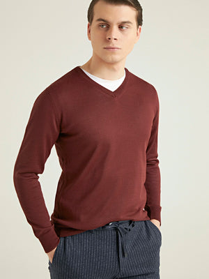 D'S Damat Men's Regular Fit Wool Blend V-Neck Jumper