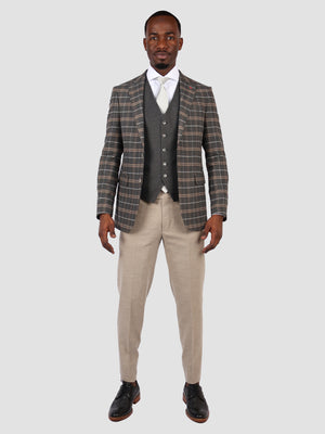 DS Damat Grey Slim Fit Combination Suit-D'S DAMAT ONLINE
