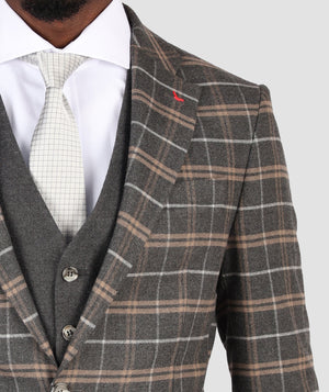 DS Damat Grey Slim Fit Combination Suit-D'S DAMAT ONLINE