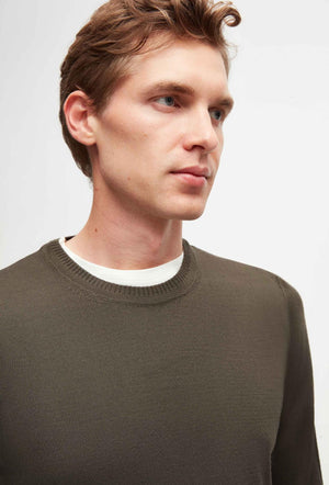 Ds Damat Regular Fit Khaki Plain Knitted Wool Knitwear Sweater