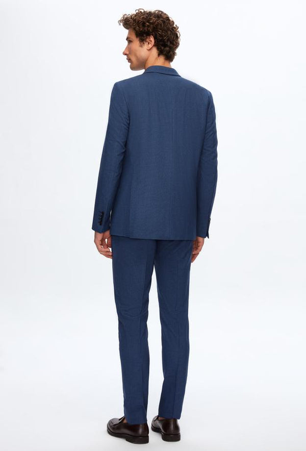 Twn Slim Fit Navy Blue Crow's Foot Suit-D'S DAMAT ONLINE