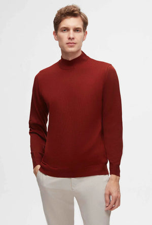 Ds Damat Regular Fit Brick Plain Knit Half Turtleneck Wool Knitwear Sweater