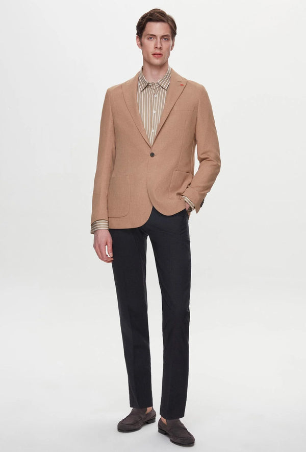 Twn Slim Fit Brown Dobby Fabric Jacket-D'S DAMAT ONLINE