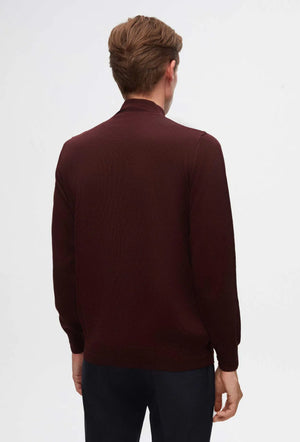 Ds Damat Regular Fit Burgundy Plain Knit Half Turtleneck Wool Knitwear Sweater
