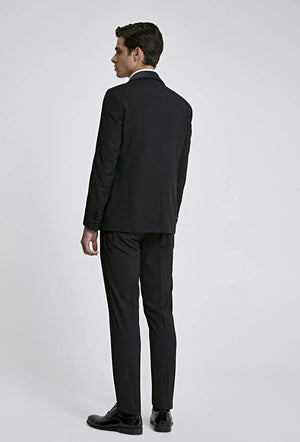 Twn Slim Fit Black Plain Tuxedo Suit with Vest-D'S DAMAT ONLINE