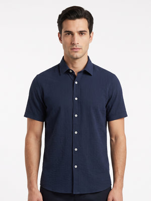 TWN Men's Slim Fit Waffle Cotton Blend Casual Shirt