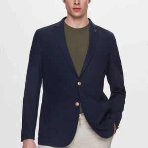 Twn Slim Fit Navy Blue Dobby Fabric Jacket-D'S DAMAT ONLINE