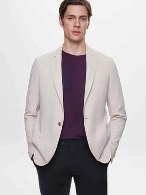 TWN Men's Slim Fit Dobby Blazer 100% Polyester Tailored Jacket