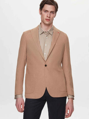 TWN Men's Slim Fit Dobby Blazer 100% Polyester Tailored Jacket