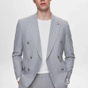 Twn Slim Fit Gray Stripe Patterned Suit-D'S DAMAT ONLINE