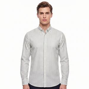 D'S Damat Men's Comfort Fit Striped Cotton Linen Casual Shirt