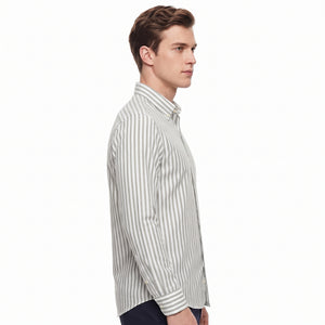 D'S Damat Men's Comfort Fit Striped Cotton Linen Casual Shirt