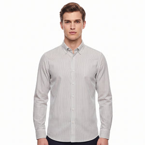 D'S Damat Men's Comfort Fit Waffle Stripe Easy Iron Shirt