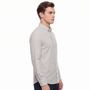 D'S Damat Men's Comfort Fit Waffle Stripe Easy Iron Shirt