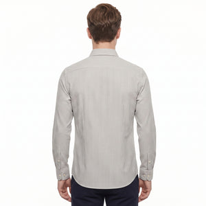D'S Damat Men's Comfort Fit Waffle Stripe Easy Iron Shirt