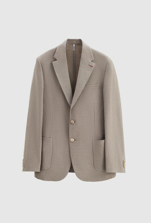 Ds Damat Slim Fit Beige Dobby Fabric Jacket-D'S DAMAT ONLINE
