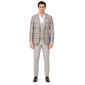 D'S Damat Men's Slim Fit Suit with Vest Stretch Blend