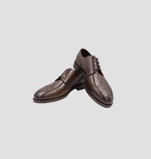 D'S Damat Men's Genuine Leather Full Brogue Wingtip Derby Shoes
