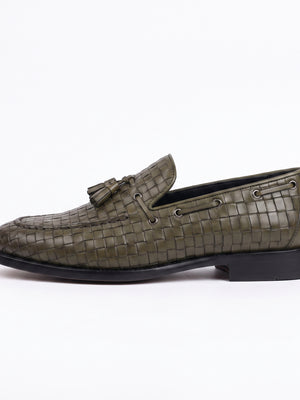 D'S Damat Men's Woven Leather Tassel Loafers Slip-On Dress Shoes